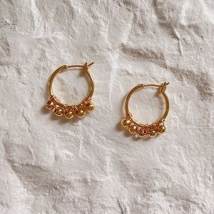 Gold beaded hoop earrings